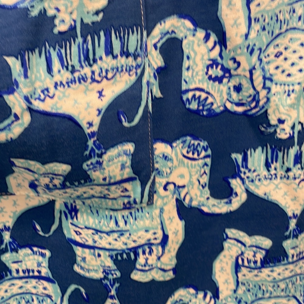 Lilly Pulitzer Sz 6 dress, blue and white elephant print. - Picture 2 of 5